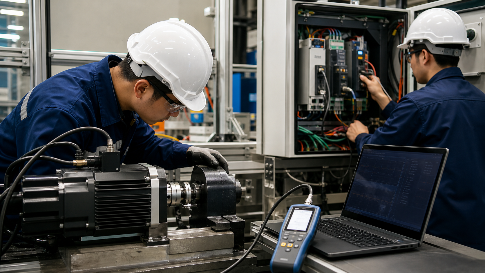 Kỹ sư kiểm tra encoder mất xung trên trục máy tự động