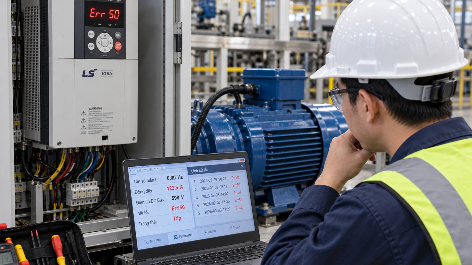 biến tần báo lỗi trong xưởng SME Việt Nam cần kiểm tra tại hiện trường