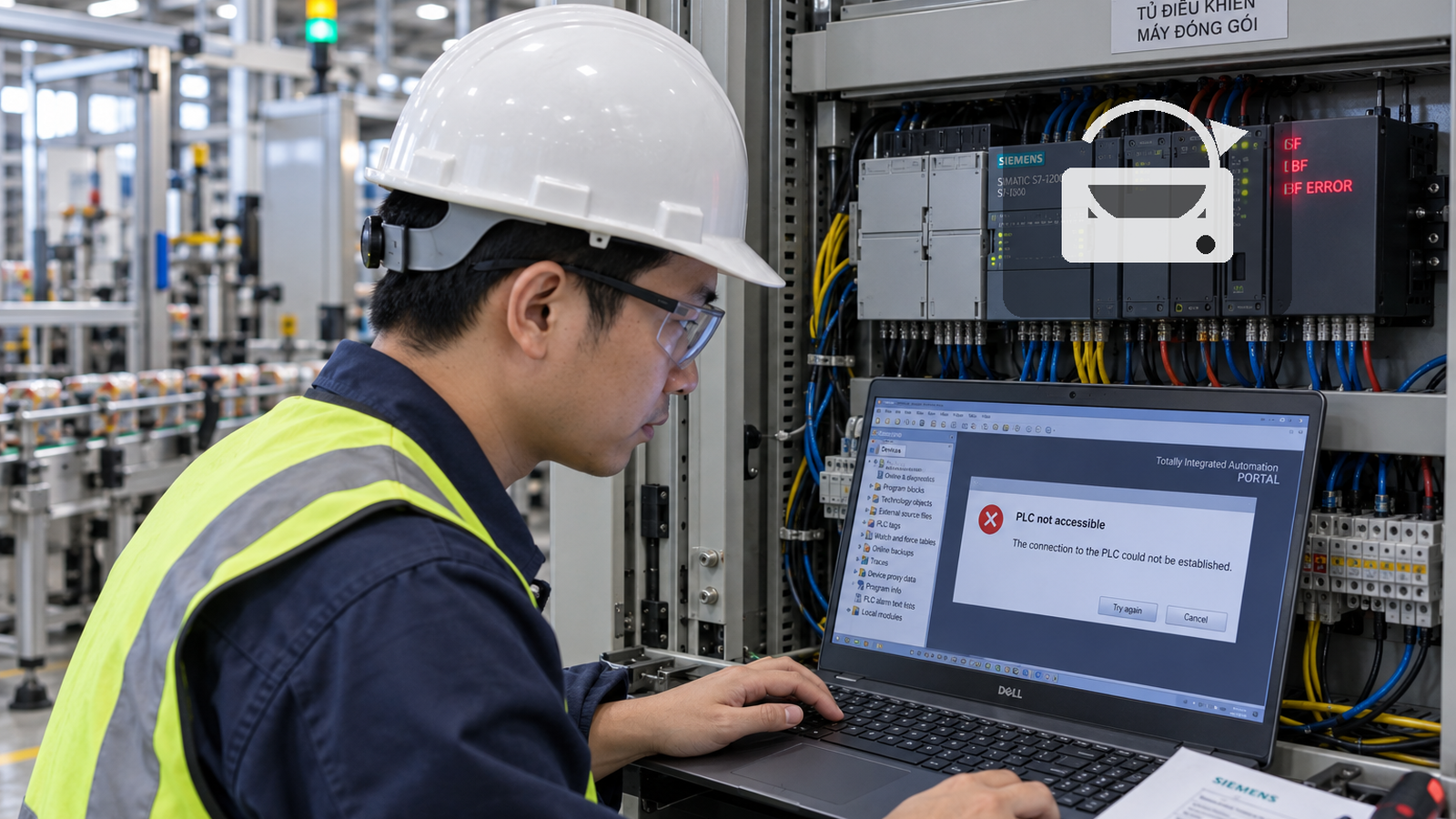 PLC mất chương trình trong xưởng SME Việt Nam cần kiểm tra tại hiện trường