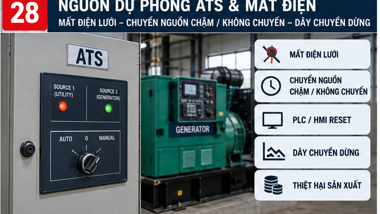 Kỹ thuật viên kiểm tra ATS máy phát tại xưởng SME Việt Nam - ATS máy phát