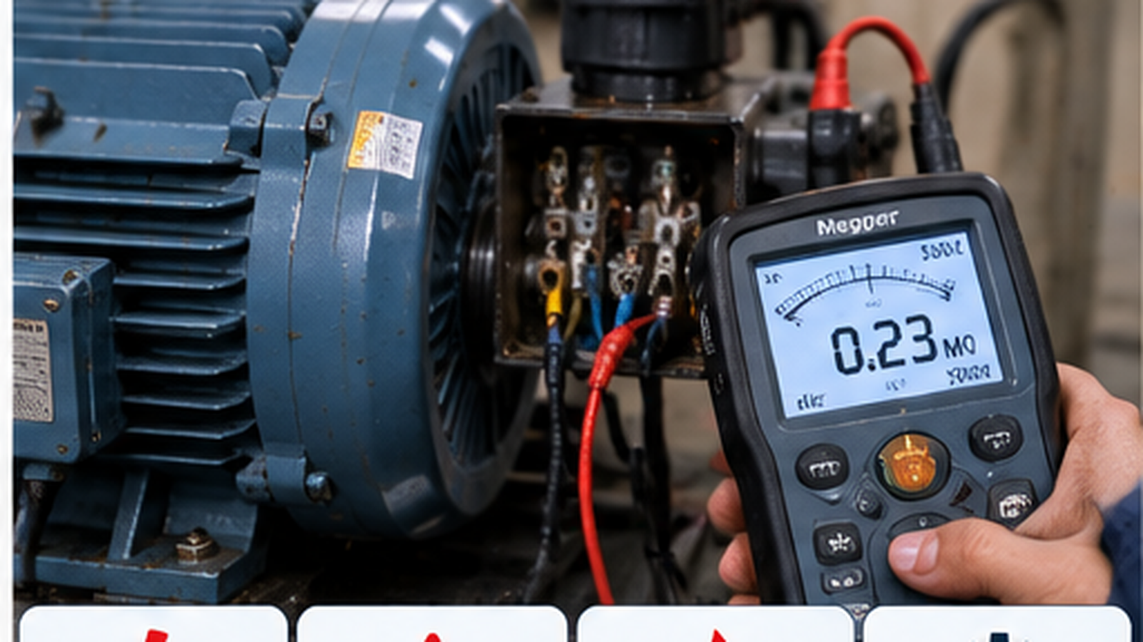 Kỹ thuật viên kiểm tra cách điện motor tại xưởng SME Việt Nam - cách điện motor