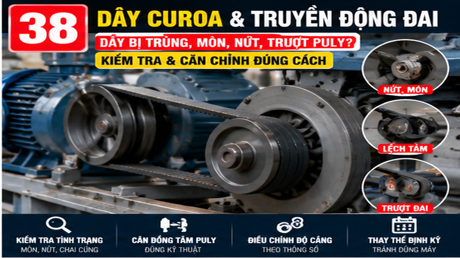 Kỹ thuật viên kiểm tra dây curoa tại xưởng SME Việt Nam