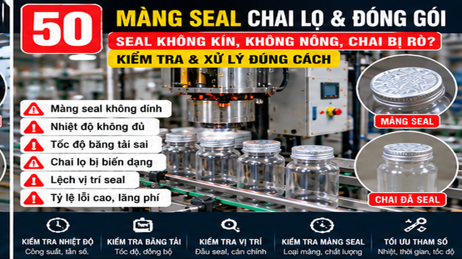 Kỹ thuật viên kiểm tra màng seal tại xưởng SME Việt Nam